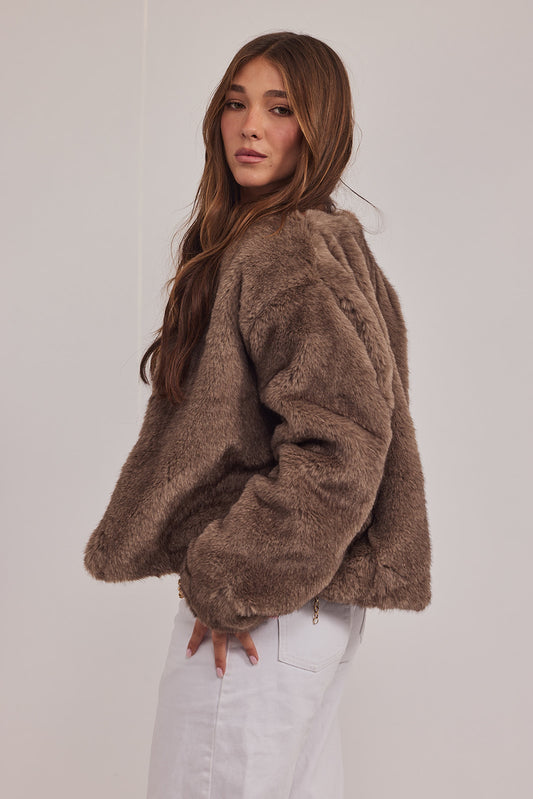 מעיל בלייר - מינק חום בהיר