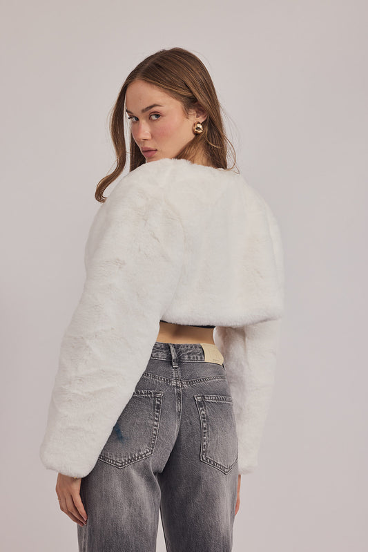 מעיל סלינה - שרוולון ראביט לבן