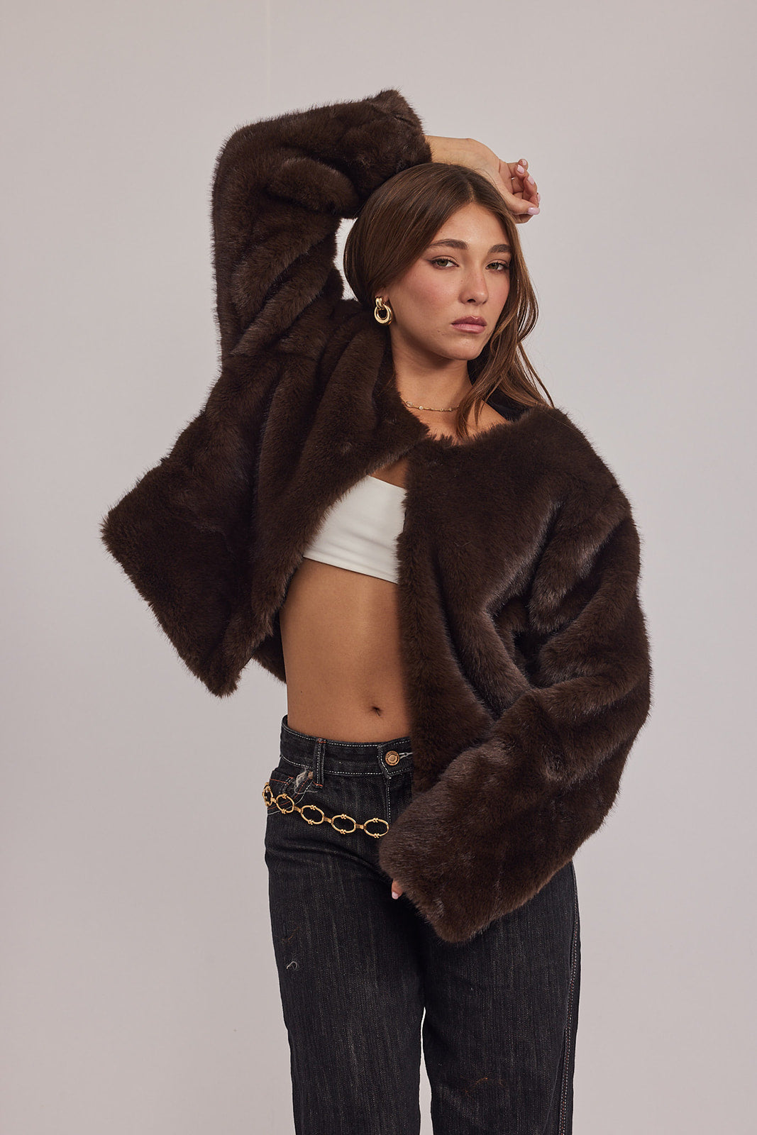 מעיל בלייר - מינק חום כהה