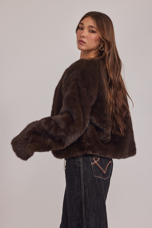 מעיל בלייר - מינק חום כהה