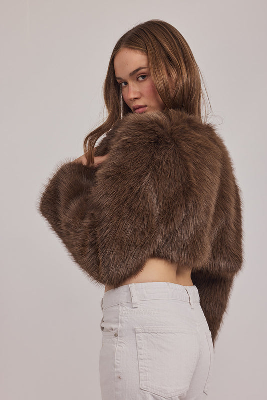 מעיל סלינה - שרוולון סופי חום