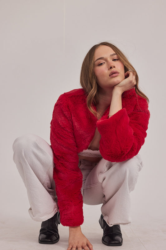 מעיל סלינה - שרוולון ראביט אדום