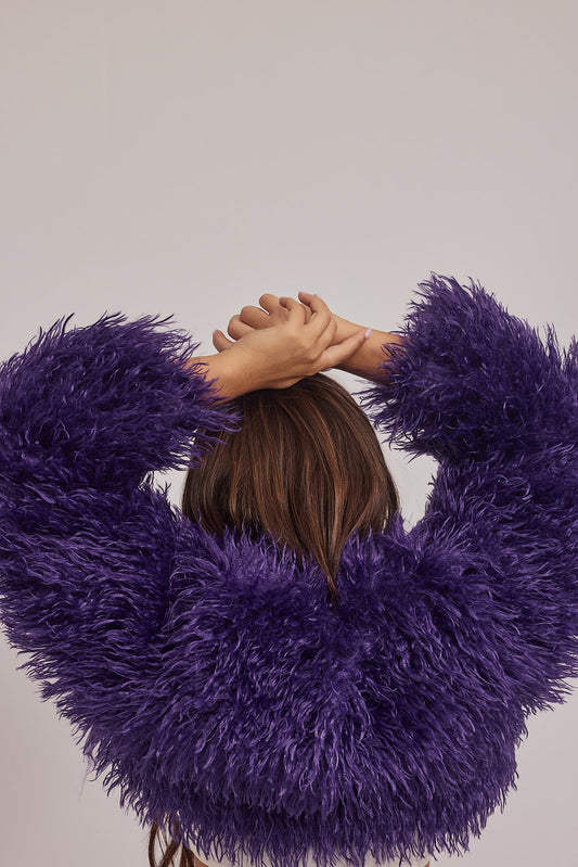 מעיל סלינה - שרוולון מתולתל סגול