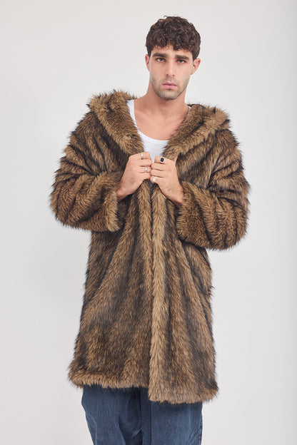 The Coat WH + עם כובע שועל חום