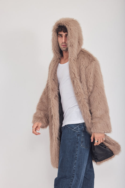 The Coat WH + עם כובע סופי חום בהיר