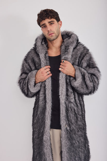 The Coat WH + עם כובע שועל אפור