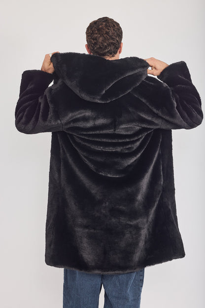 The Coat WH + עם כובע ראביט שחור