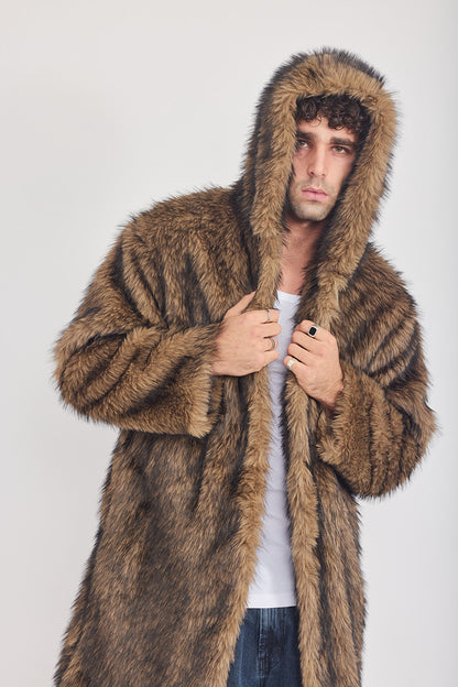 The Coat WH + עם כובע שועל חום