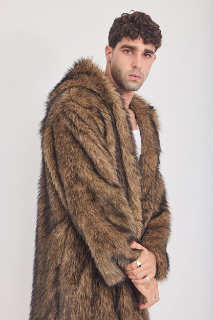 The Coat WH + עם כובע שועל חום